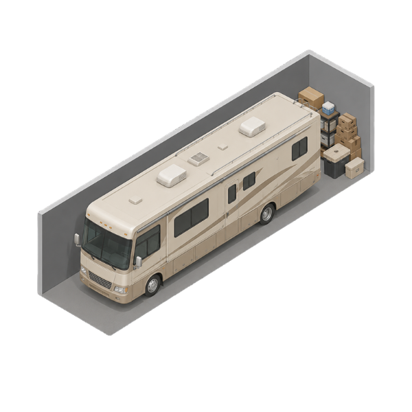 Tall enclosed 12 by 40 storage illustration