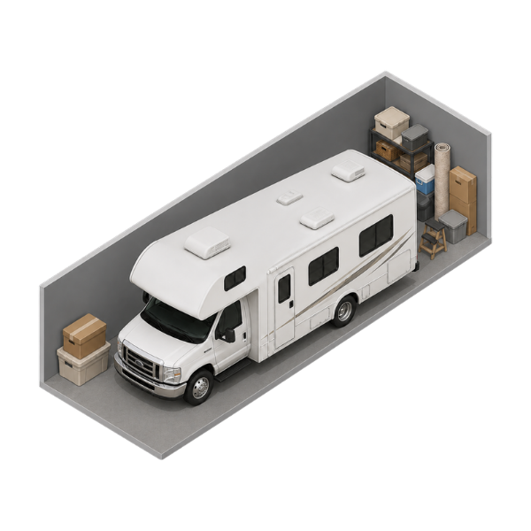 Medium RV 12 by 30 enclosed storage illustration
