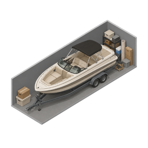 Small RV 12 by 25 enclosed storage illustration